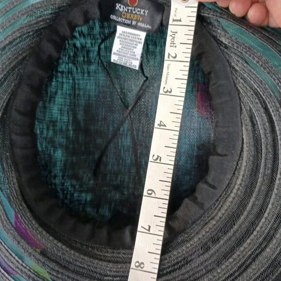 NWT Kentucky Derby Scala Big Brim Multi Colored Feather Sinemay Mesh Hat